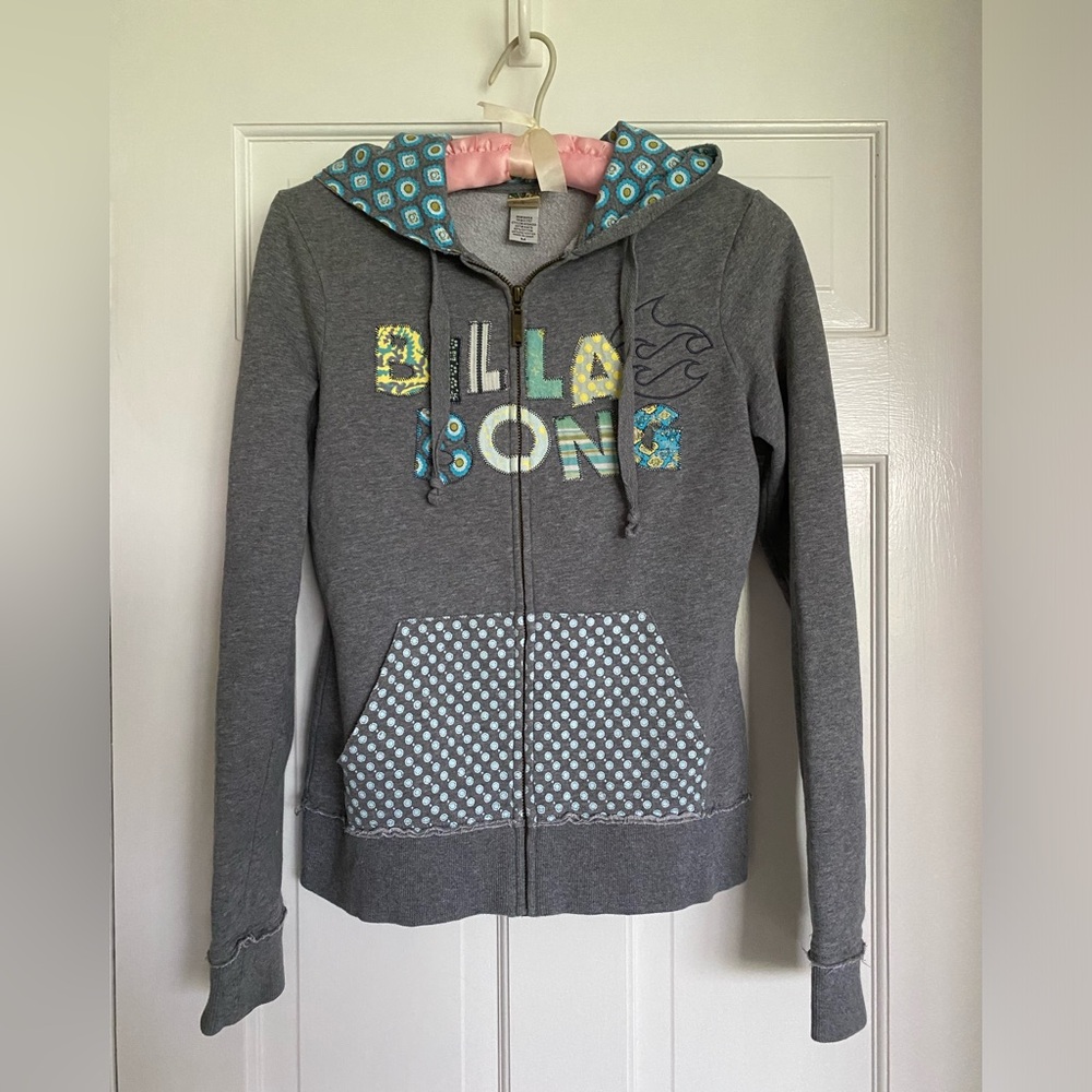 Billabong Gray Zip Sweatshirt Size Medium